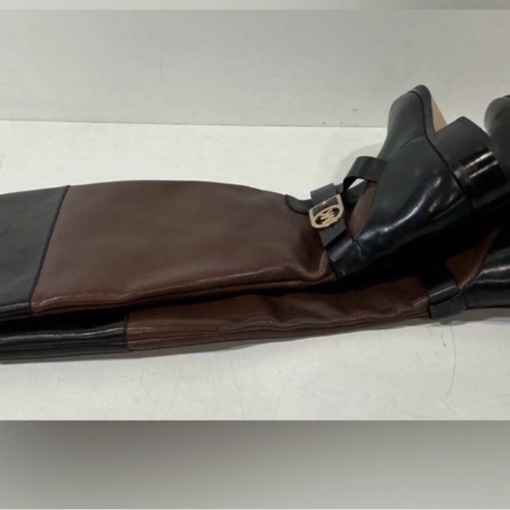 NWOT Michael Kors Black and Brown Over the Knee Boots